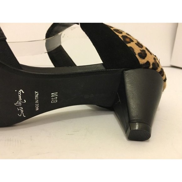 Sesto Meucci Breanne Women's Heels Black Leather Cheetah Hair Print Pumps 8.5 M - Picture 10 of 12